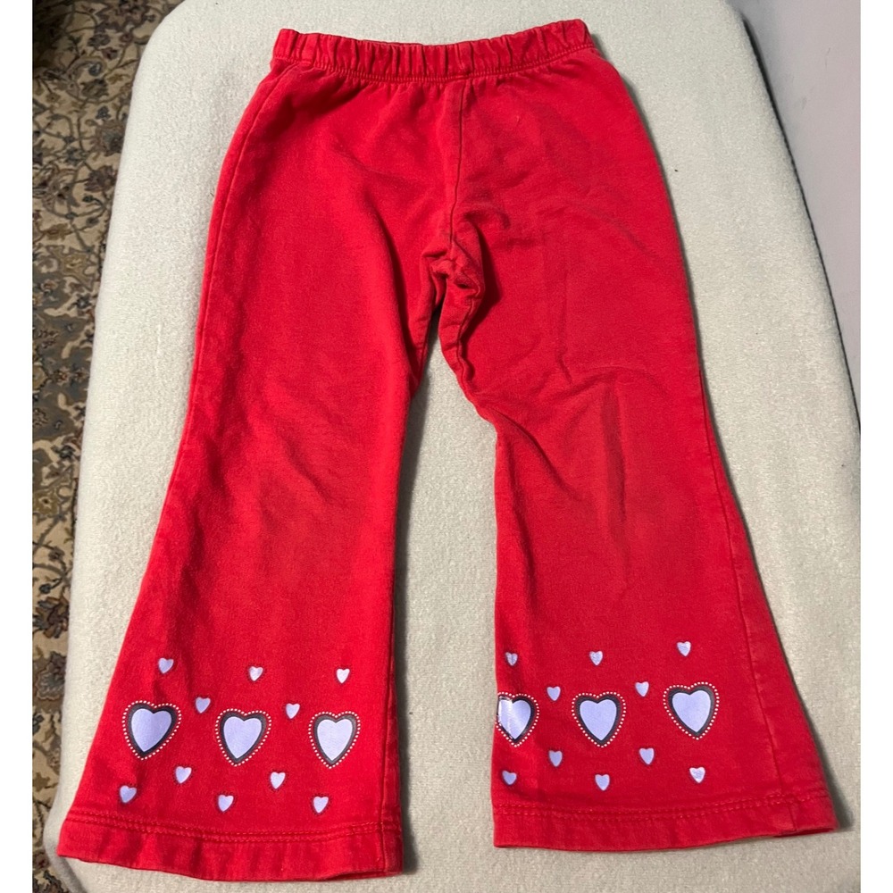 Vintage Woolworth's Girl's Red Heart‎ Bell Bottom Pants Age 4 Cotton